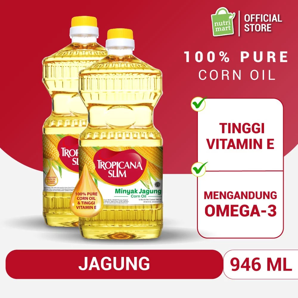 Twin Pack - Tropicana Slim Minyak Jagung 946 ml - Minyak Goreng 100% Pure Corn Oil Pilihan Lebih Baik untuk Pola Hidup Seimbang