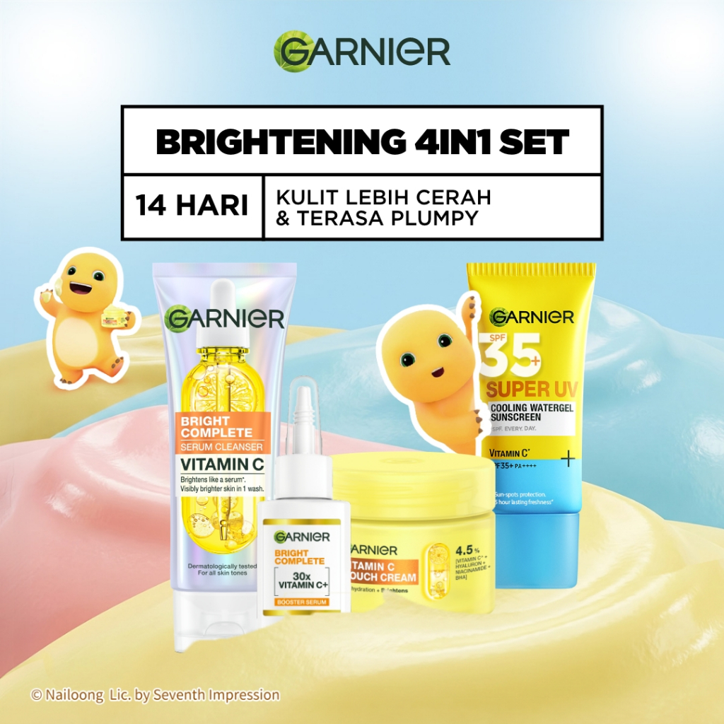[Paket Skincare Pemula] Garnier Starter Kit Isi 4 Hanya 100 ribu Bright Complete Anti Acne / Untuk kulit berjerawat / Brightening / Removes Skin Blemishes