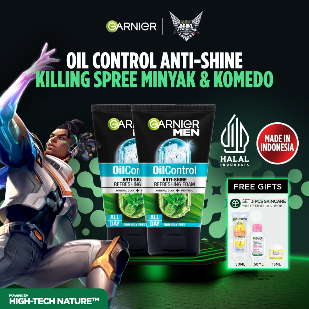 [PAKET HEMAT ISI 2] GARNIER Men Facial Wash Turbolight Oil Control Cooling Foam Skincare 100ml Sabun Cuci Muka Pria Face Wash Pembersih Wajah Sabun Muka Glowing dan Memutihkan
