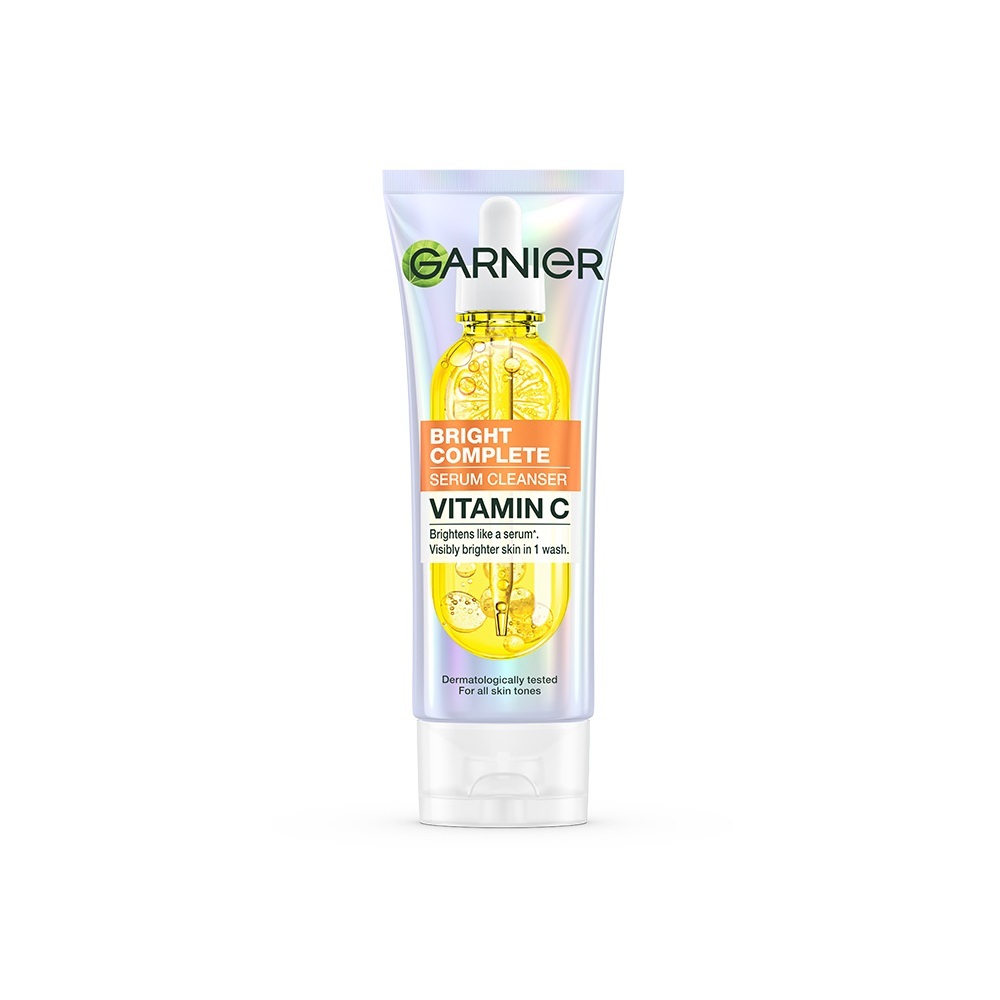 GARNIER Facial Wash Bright Complete Vitamin C Serum Cleanser 90ml Paket Skincare Pembersih Wajah Mencerahkan Seperti Serum Wash Sabun Cuci Muka Sabun Muka Glowing dan Memutihkan Moisturizer Sunscreen Face Wash - Gambar 2