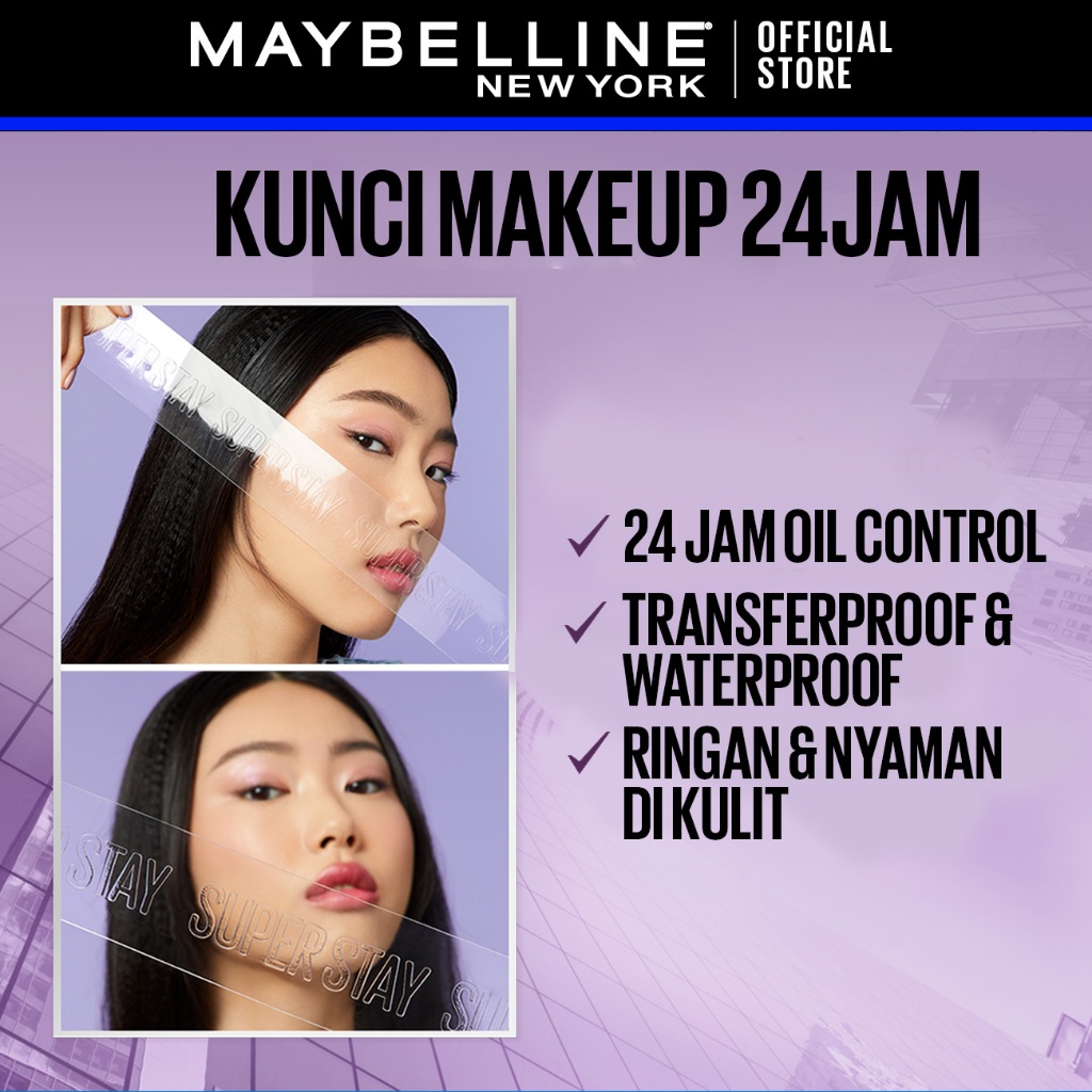 MAYBELLINE OFFICIAL Superstay Unbreakable Set - Superstay Setting Spray, Flex Powder Foundation, Lumi Matte Foundation Shade 111 Transferproof Ringan Tahan Air Waterproof - Gambar 3
