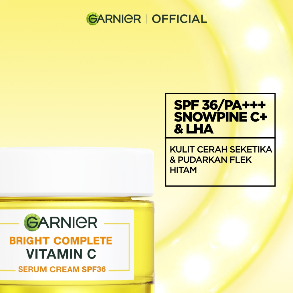 GARNIER Bright Complete Vitamin C Simple Set Day Cream & Night Cream 50 ml Krim Siang & Krim Malam Mencerahkan Bundle Paket Skincare 1 set lengkap moisturizer tone up pelembab wajah cream pemutih wajah glowing cepat - Gambar 4
