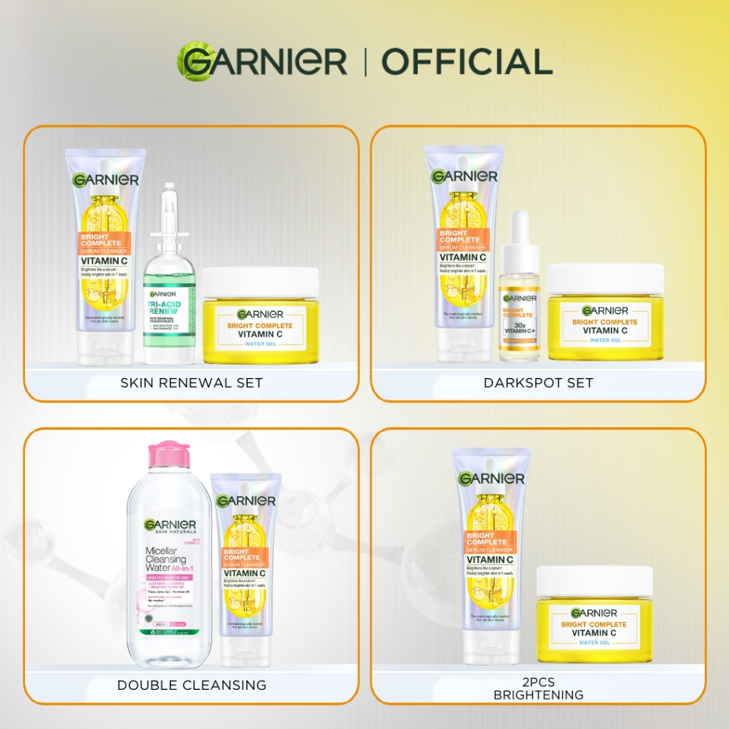 GARNIER Facial Wash Bright Complete Vitamin C Serum Cleanser 90ml Paket Skincare Pembersih Wajah Mencerahkan Seperti Serum Wash Sabun Cuci Muka Sabun Muka Glowing dan Memutihkan Moisturizer Sunscreen Face Wash - Gambar 3