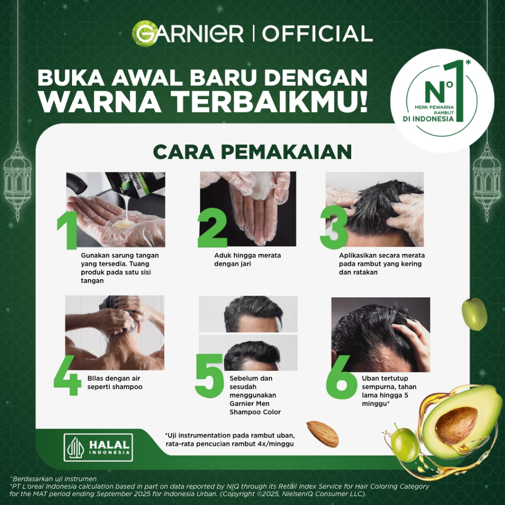 (PAKET HEMAT ISI 3) Garnier Men Shampoo Color Hair Color #3 Coklat Kehitaman - 20ml (Untuk Rambut Lebih Sehat Hingga 5 Minggu) - Gambar 3