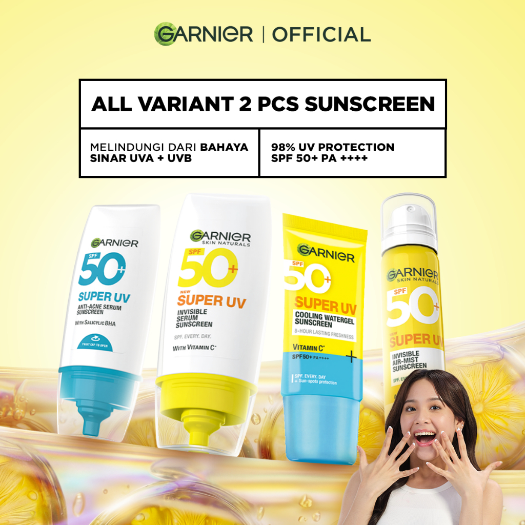 GARNIER Super UV Serum Sunscreen ALL VARIANT SPF 50+ PA++++ Vitamin C Skincare - 30ml Sunblock Mencerahkan Wajah sunscreen spf 50 pa ++++ Tabir Surya Sunscreen Spray