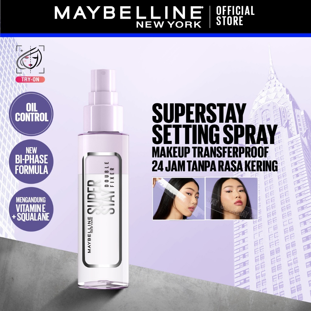 MAYBELLINE OFFICIAL Superstay Unbreakable Set - Superstay Setting Spray, Flex Powder Foundation, Lumi Matte Foundation Shade 111 Transferproof Ringan Tahan Air Waterproof - Gambar 2