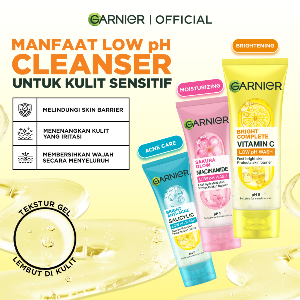 [BARU] Garnier Low pH Facial Wash Gentle Skin Cleanser 100ml 1pc/2pcs/3pcs/5pcs- Pembersih Wajah Low pH Lembut Face Wash Anti Jerawat Skincare Pembersih Wajah sabun cuci muka sabun muka glowing - Gambar 2