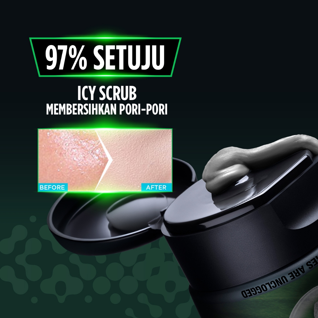 [PAKET HEMAT ISI 2] GARNIER Men Facial Wash Oil Control Anti Blackheads Brightening Icy Scrub Skincare 100ml Face Wash sabun cuci muka pria face wash pembersih wajah sabun muka glowing dan memutihkan - Gambar 4