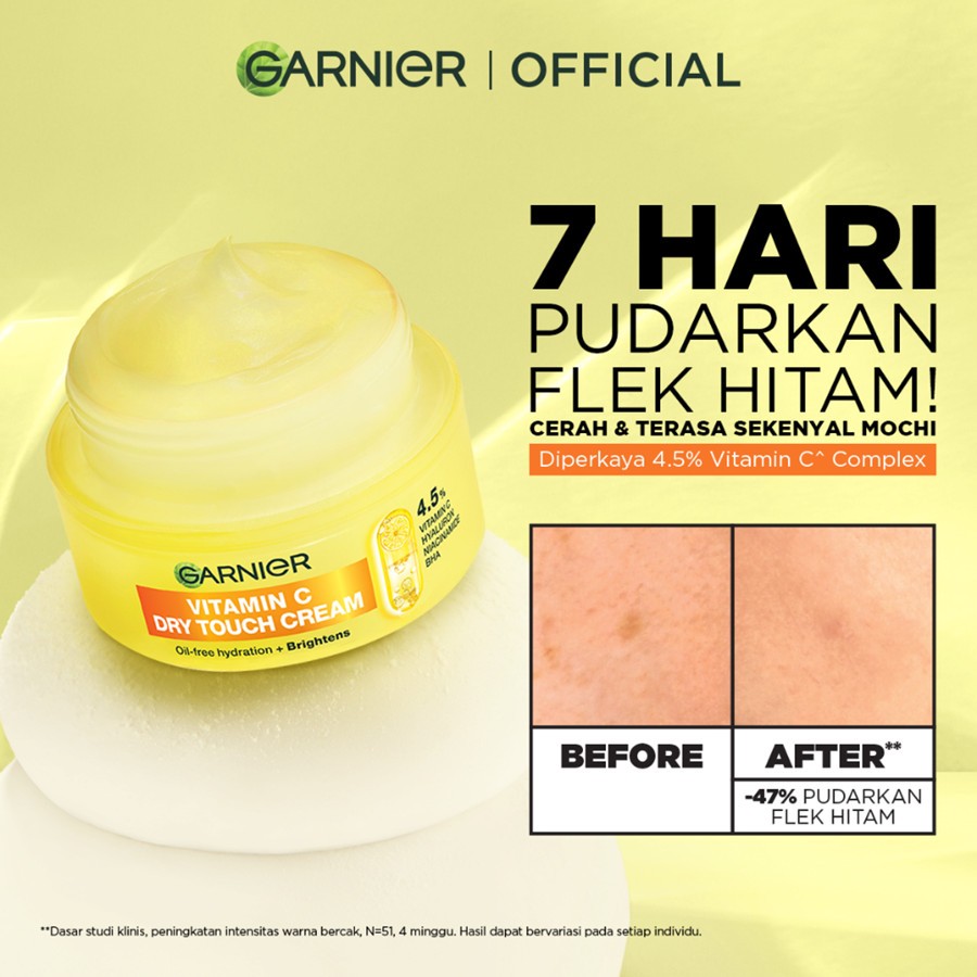 [BELI 5 LEBIH HEMAT] Garnier Cream Moisturizer Mochi Dry Touch Cream 4.5% Vitamin C / Niacinamide 30ml Single/Twinpack/Multipacks / Moisturizer Pelembab Wajah Skin Barrier Soothing Balm Kulit Kering - Gambar 4