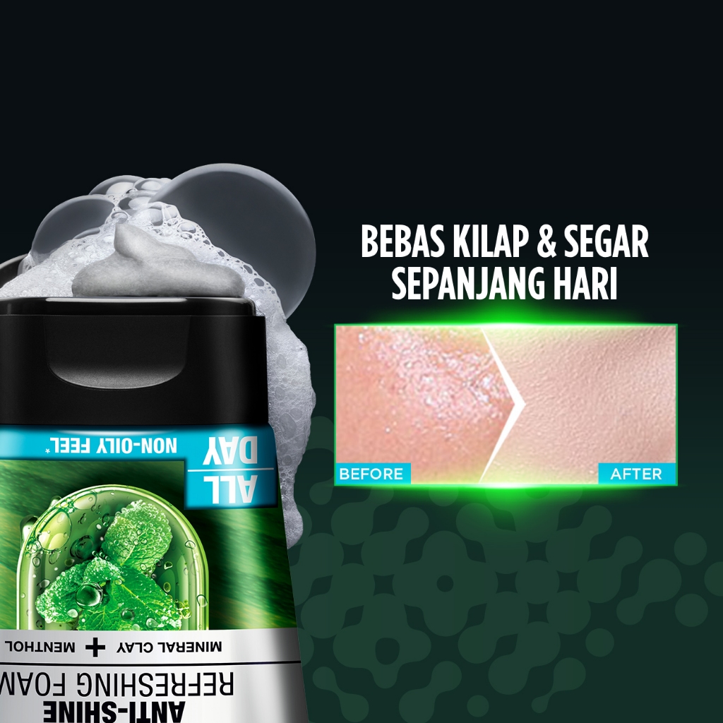 [PAKET HEMAT ISI 2] GARNIER Men Facial Wash Turbolight Oil Control Cooling Foam Skincare 100ml Sabun Cuci Muka Pria Face Wash Pembersih Wajah Sabun Muka Glowing dan Memutihkan - Gambar 4