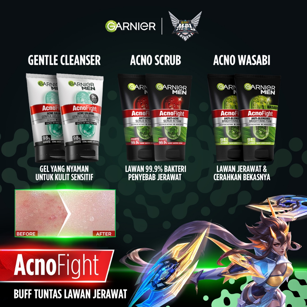 GARNIER Men Facial Wash 100ml ISI 2 Semua Varian Sabun Cuci Muka Pria - face wash Skincare pembersih wajah skincare pria acno fight turbo bright wasabi charcoal oil control lawan jerawat kulit kusam face wash - Gambar 3