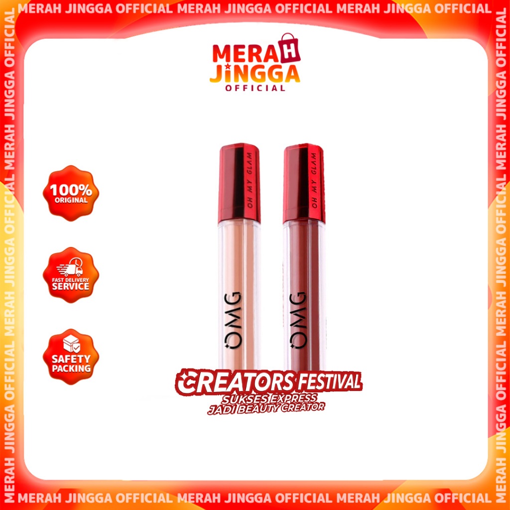 [ BUNDLING Get 1 Gift ] OMG Oh My Glam Matte Kiss Lip Cream Ombre SERIES / Merah Jingga Official
