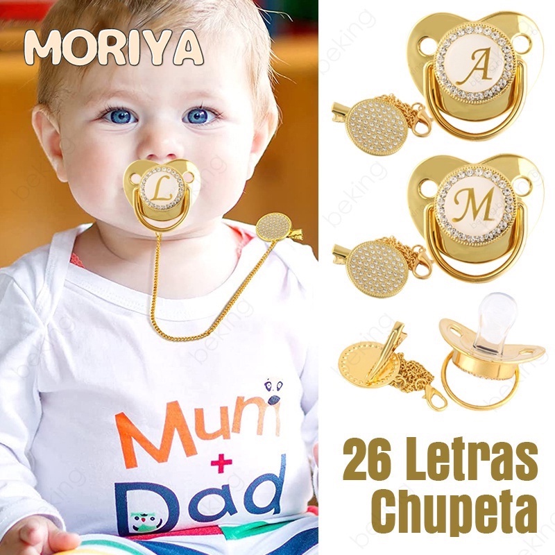Name Initial Letters Baby Pacifier Newborn Silicone Pacifier Gold