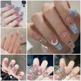Diy 3D Handmade Removable Wearable Fake Nail Manicure Patch Aurora Diamond  Flash Crystal Butterfly Detachable Nail Patch Gifts - AliExpress