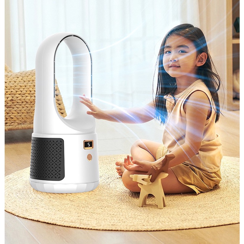 Bladeless Fan LED Display Desktop Fanless Blade Cooler Cooling Fan for