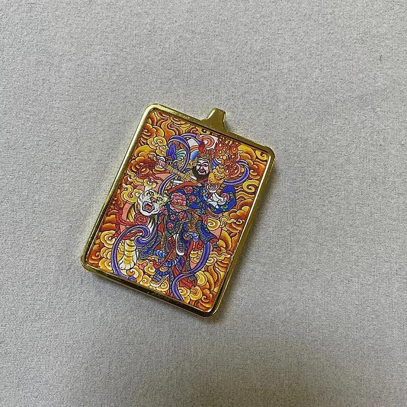 Titanium steel shell double-sided Thangka pendant with rope Zhao 