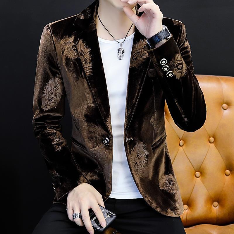 Men's New Suit Jacket Korean Fashion Velvet High Quality Male Suit