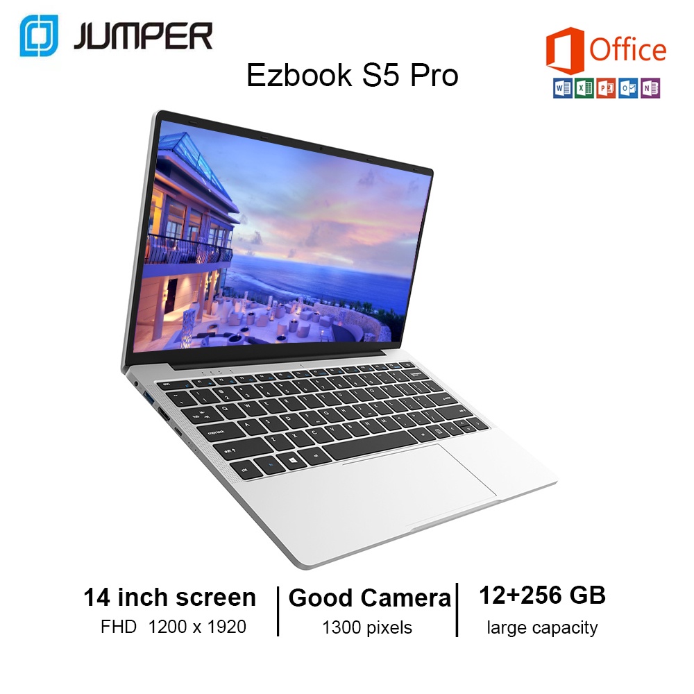 1 Year Warranty  | Jumper Ezbook S5 Pro 14 Inch Laptop Computer 12 RAM 256GB SSD | Intel® Celeron N5095 Windows 11 Office Install Support 5G