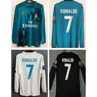 Ronaldo #7 Real Madrid 2017-2018 UEF A Long Sleeve Blue Jersey