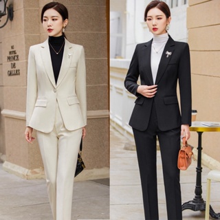 Elegant Stylish Set Woman 2 Pieces Blazer with Pant Suits Office