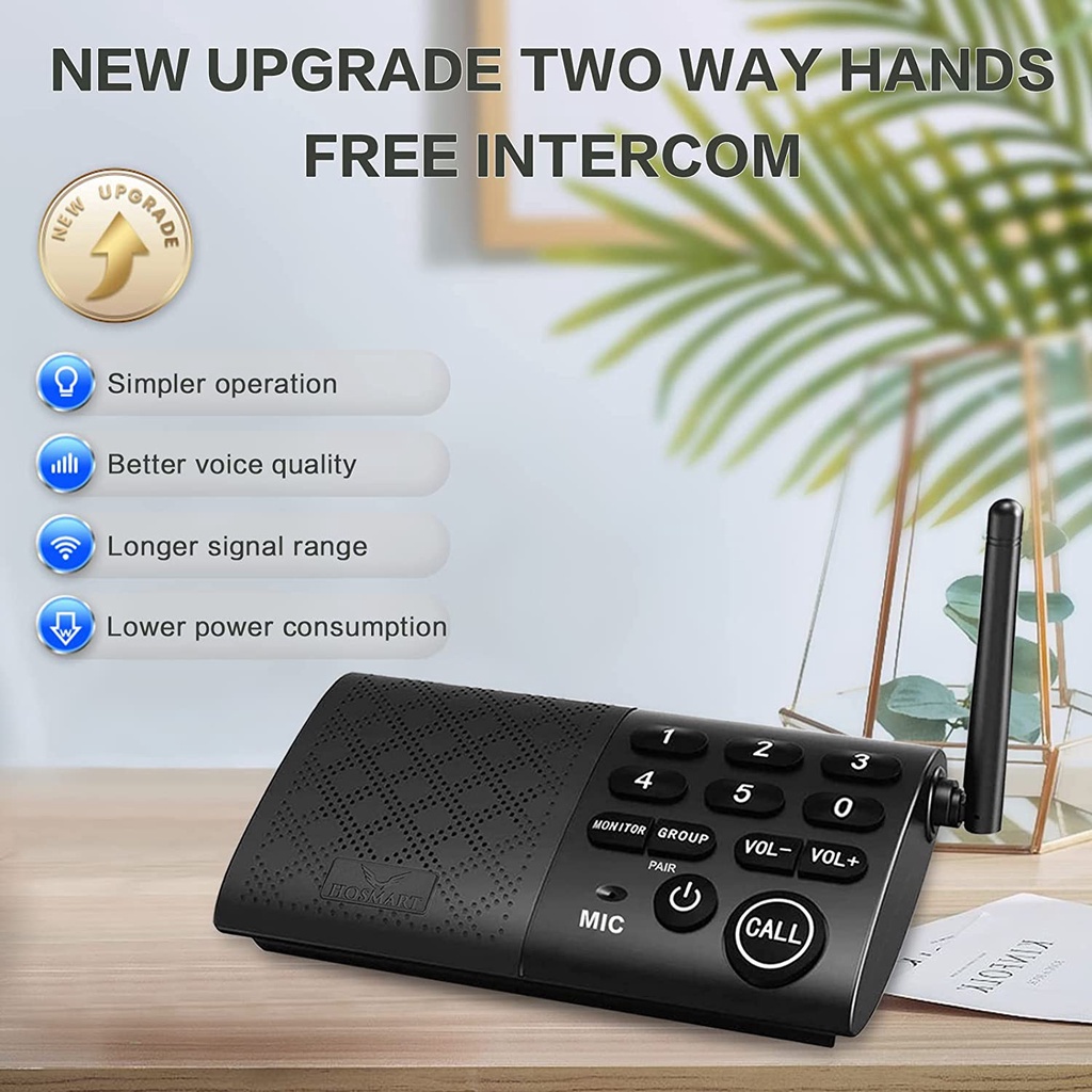 Full Duplex Wireless Intercom System, Two -Way Communication for Home ...