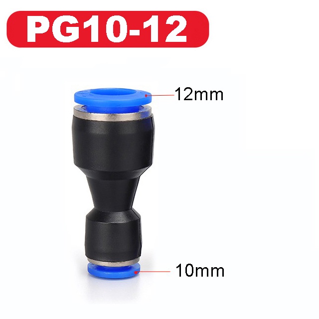 10-Pack 12mm Push-In Straight Pneumatic Fitting – 2-Way Quick Release PU Air Line Connector, Plastic, 0-8 Bar