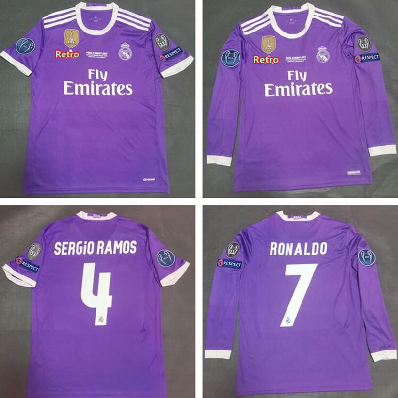 2016-2017 Retro Madrid Purple Long Sleeve Short Sleeve Football