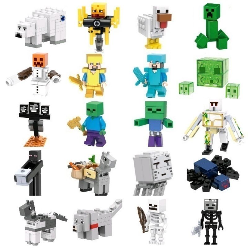 Minecraft Minifigures Building Blocks Compatible Steve Zombie Alex