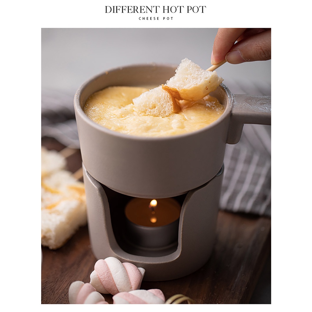 Ceramic Fondue Pot Swiss Cheese Ice Cream Chocolate Melting Hotpot