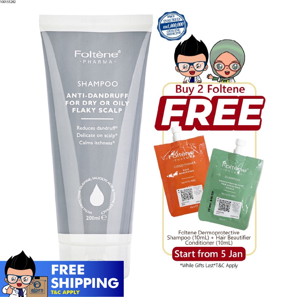 Foltene Pharma Antidandruff For Dry or Oily Flaky Scalp Shampoo (200ml