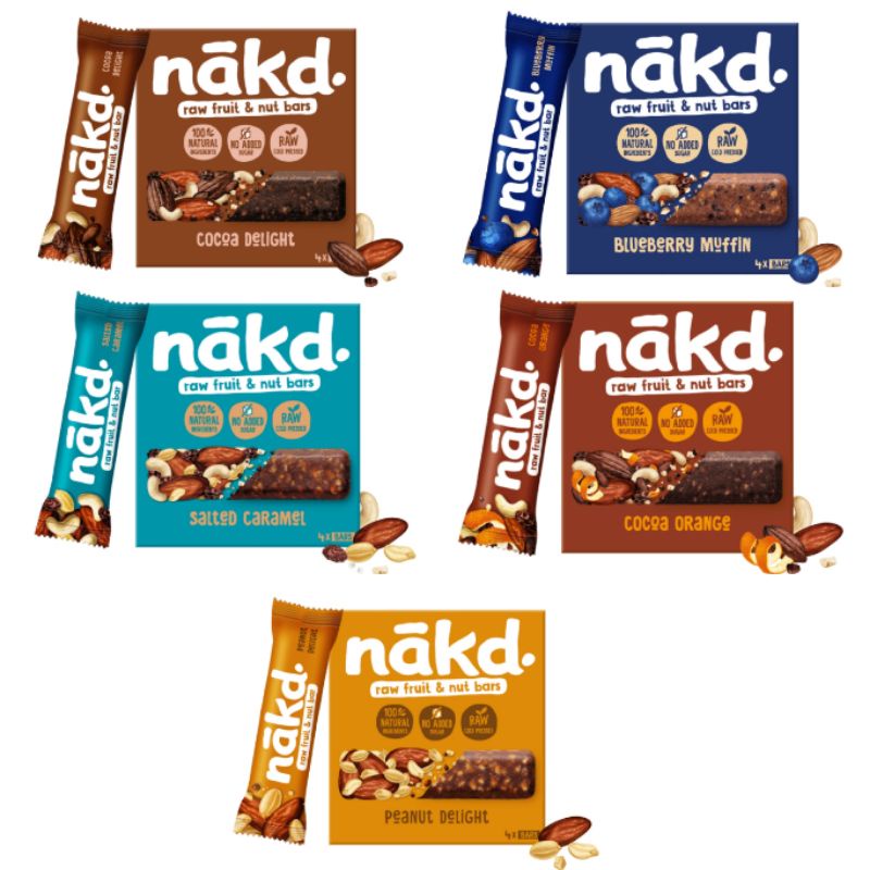 Nakd Raw Fruit & Nut Bar 35gx4 (Cocoa / Peanut / Salted caramel / Cocoa ...