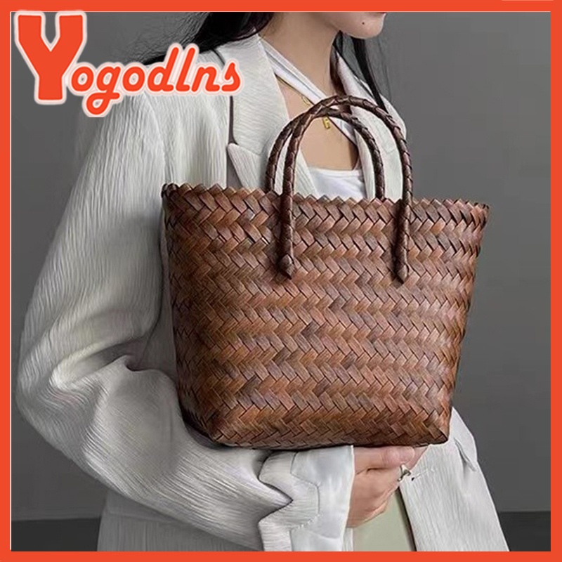 Yogodlns Summer Straw Basket Women Rattan Beach Handbag Braided ...