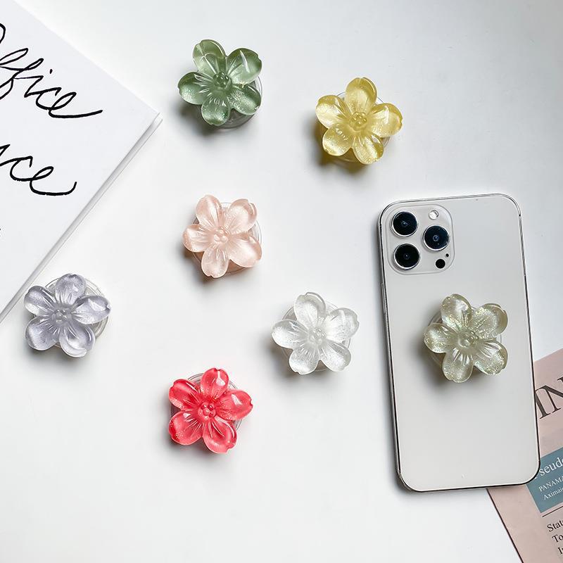 Mobile Phone Airbag Holder Japanese Style Fresh ins Flower Transparent Retractable Air Cushion Stable Desktop Support Back Sticker