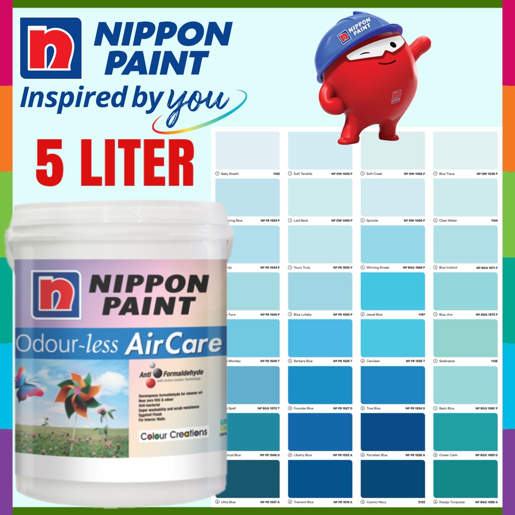 FOC 5L Nippon Paint ODOURLESS AIR CARE INTERIOR WASHABLE PAINT /CAT