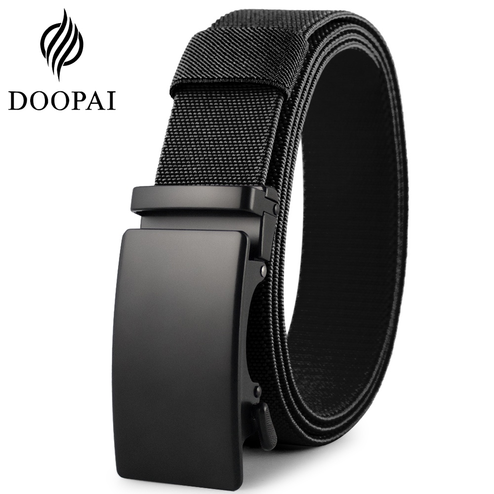DOOPAI Men's Stretch SelfBuckle Canvas Belt Outdoor Tactical Military High Quality Nylon Unisex