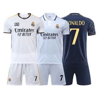 Kids Kit Cristiano Ronaldo #7 Real Madrid White Jersey and Shorts