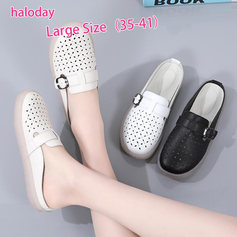 35-41 Size Large Size Women's Shoes Summer Genuine Leather Round Toe ...