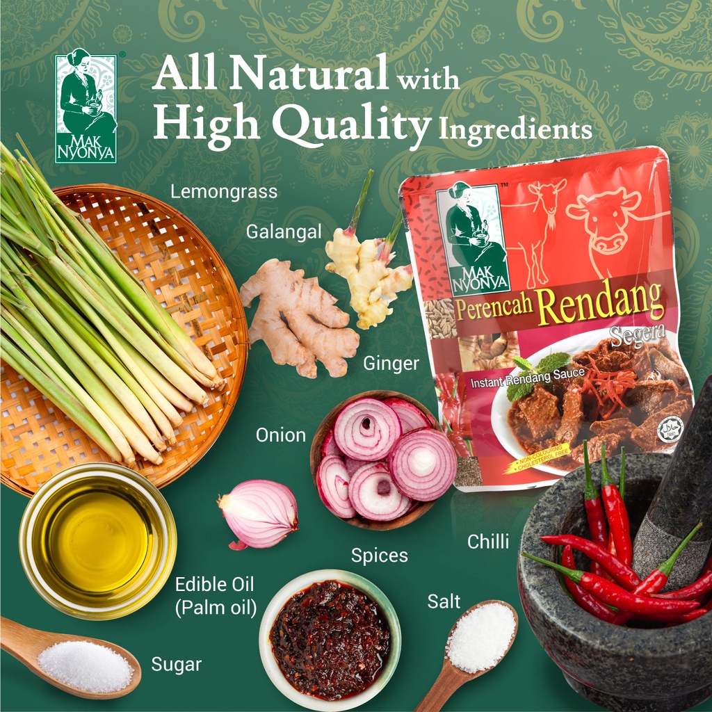 Mak Nyonya HALAL Instant Rendang Rempah Dry Curry Paste For Beef ...