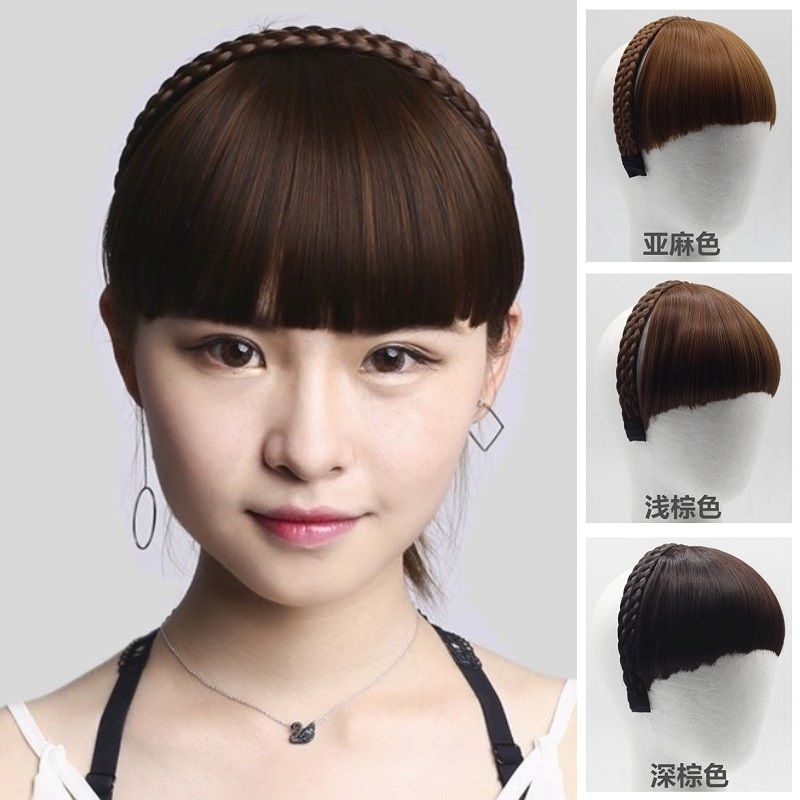 Wig Female fake Bangs Headband braid Allbraid Fringe Piece Invisible