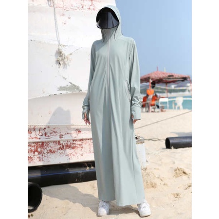 Ultra-long Ice Silk Sunscreen Clothing Women Full Body Anti-Ultraviolet Sunshade Breathable Outdoor Anti-Ultraviolet Windbreaker UPF50+