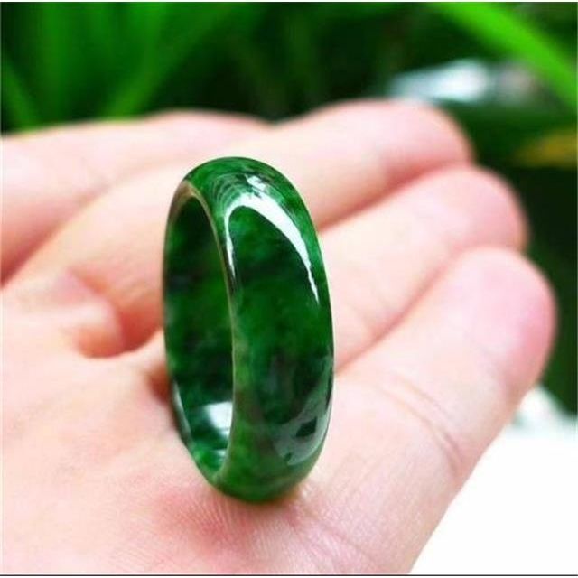 Jade Ring Full Green Cyan Dry Green Ring Men Women Ring Emperor Green ...
