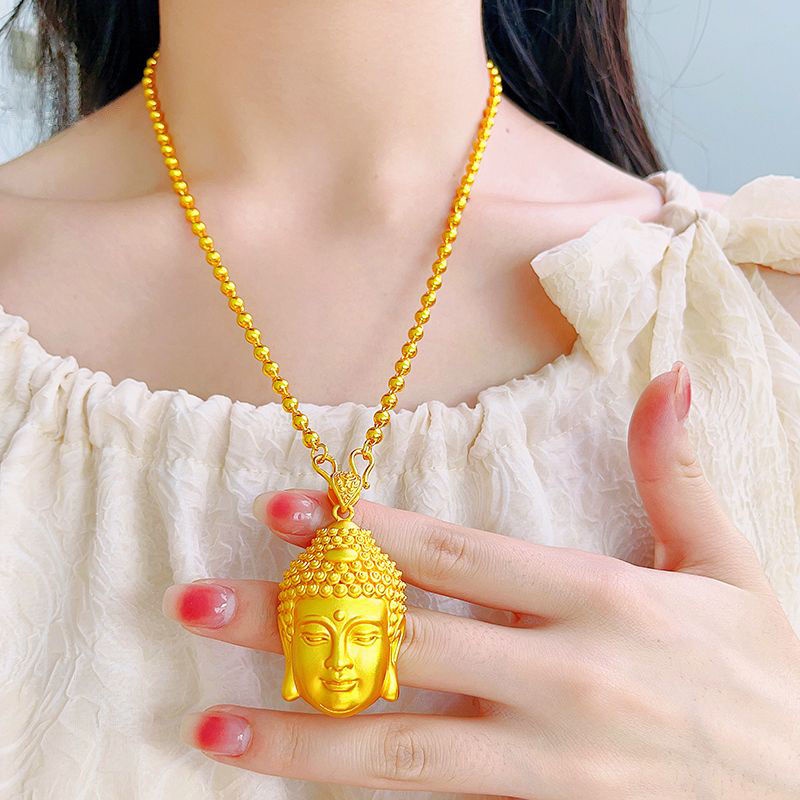 Mens gold buddha on sale necklace