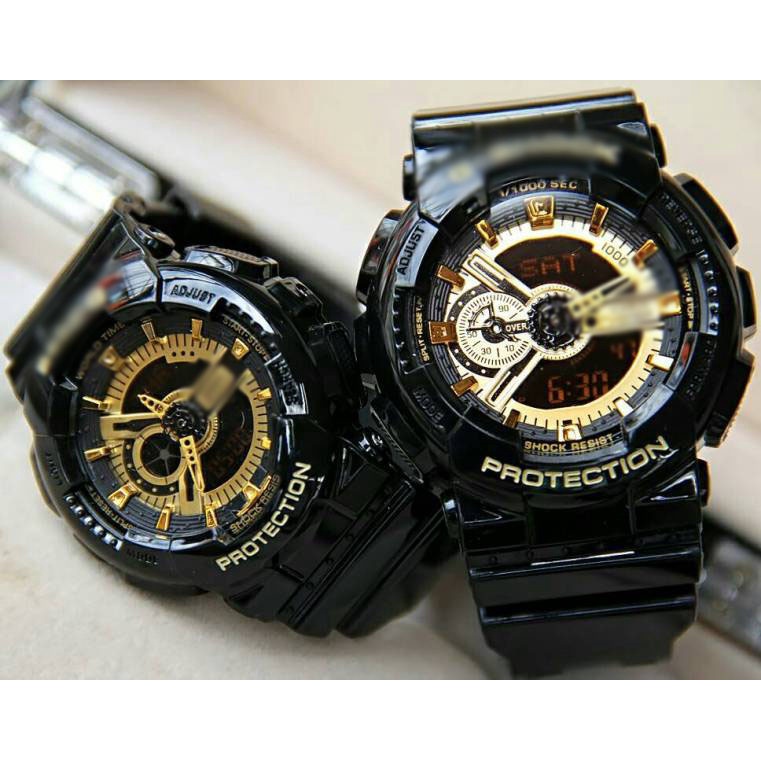 G shock couple on sale watch black gold