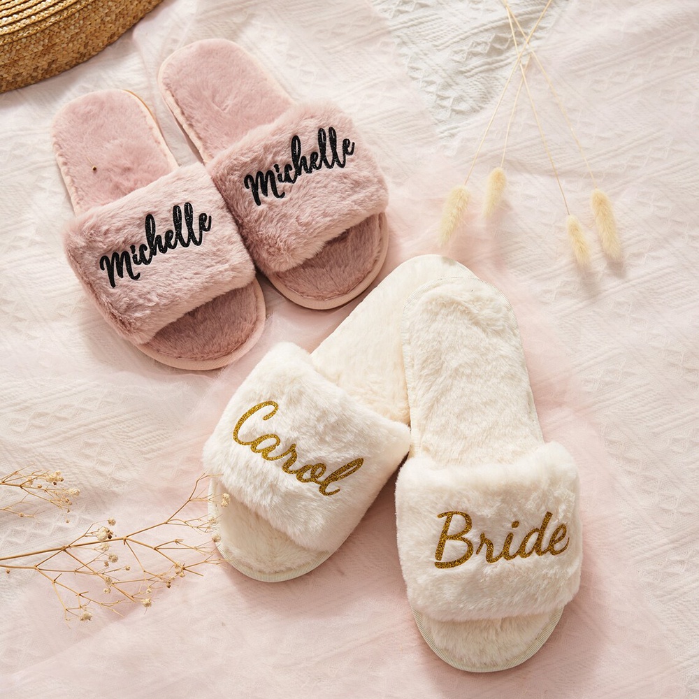 Wedding slippers for hot sale bridal party