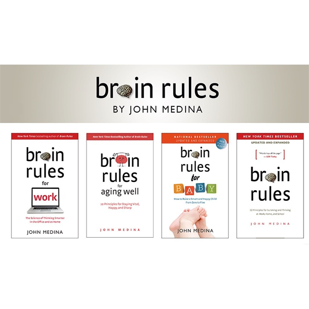 John Medina 4 Books Collection(Brain Rules, Brain Rules for Aging Well ...