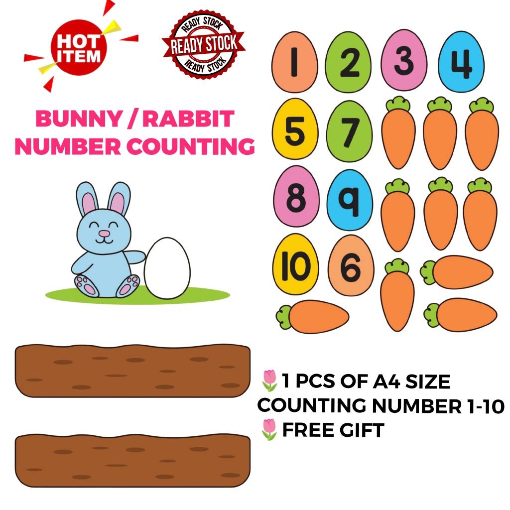 Bunny Rabbit Numbers Counting Montessori Early Learning Busy Bag Book ...
