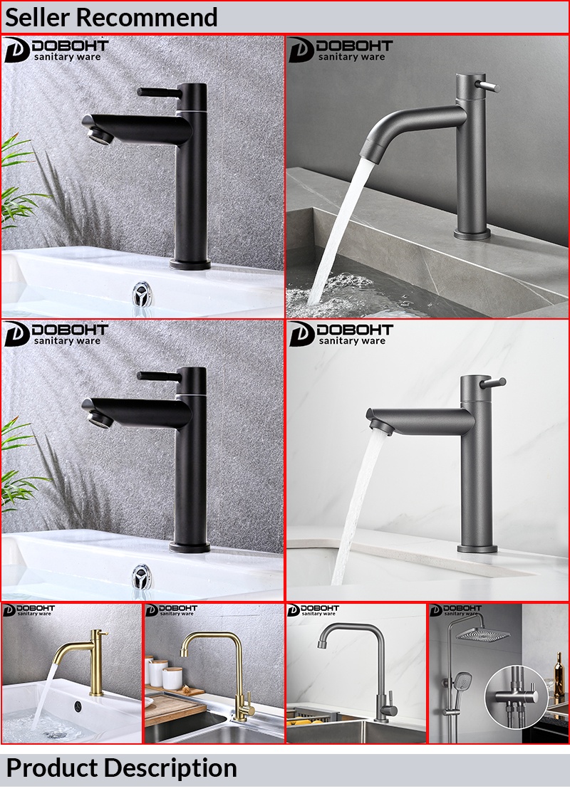 DOBOHT Black Color Stainless Steel Single Cold Water Bathroom Basin