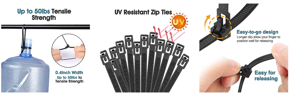 Reusable Zip Ties Releasable Zip Tie Heavy Duty Round Ending No Hurt ...
