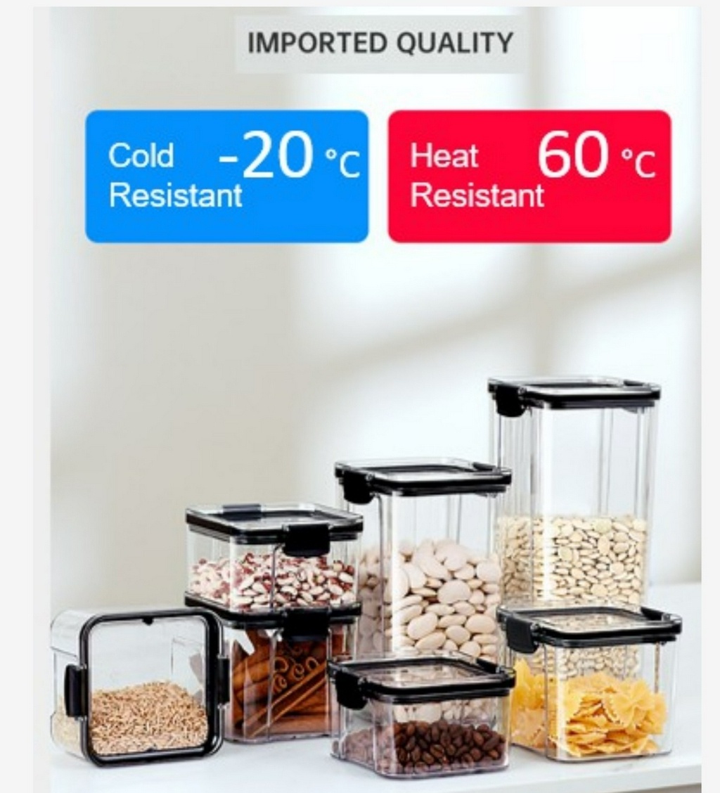 Airtight Container Kitchen Plastic Container Square Transparent Sealed ...