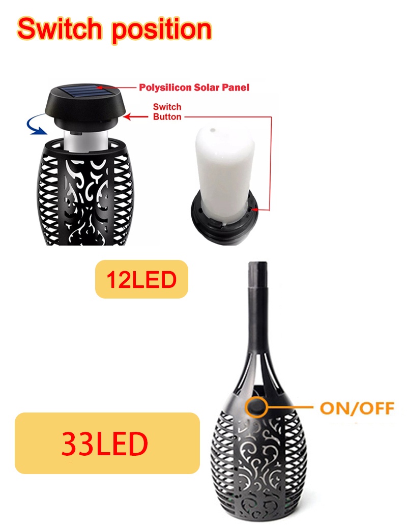 33LED 4pack solar light flashlight flashlight blinking flame light ...